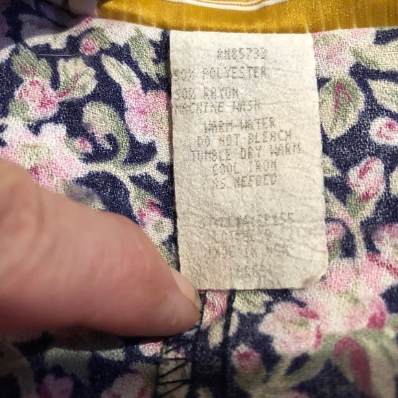 VTG 90s Calico Floral Gauchos Wide Leg Culottes Lace Collar Cottagecore Jumpsuit - Picture 8 of 8